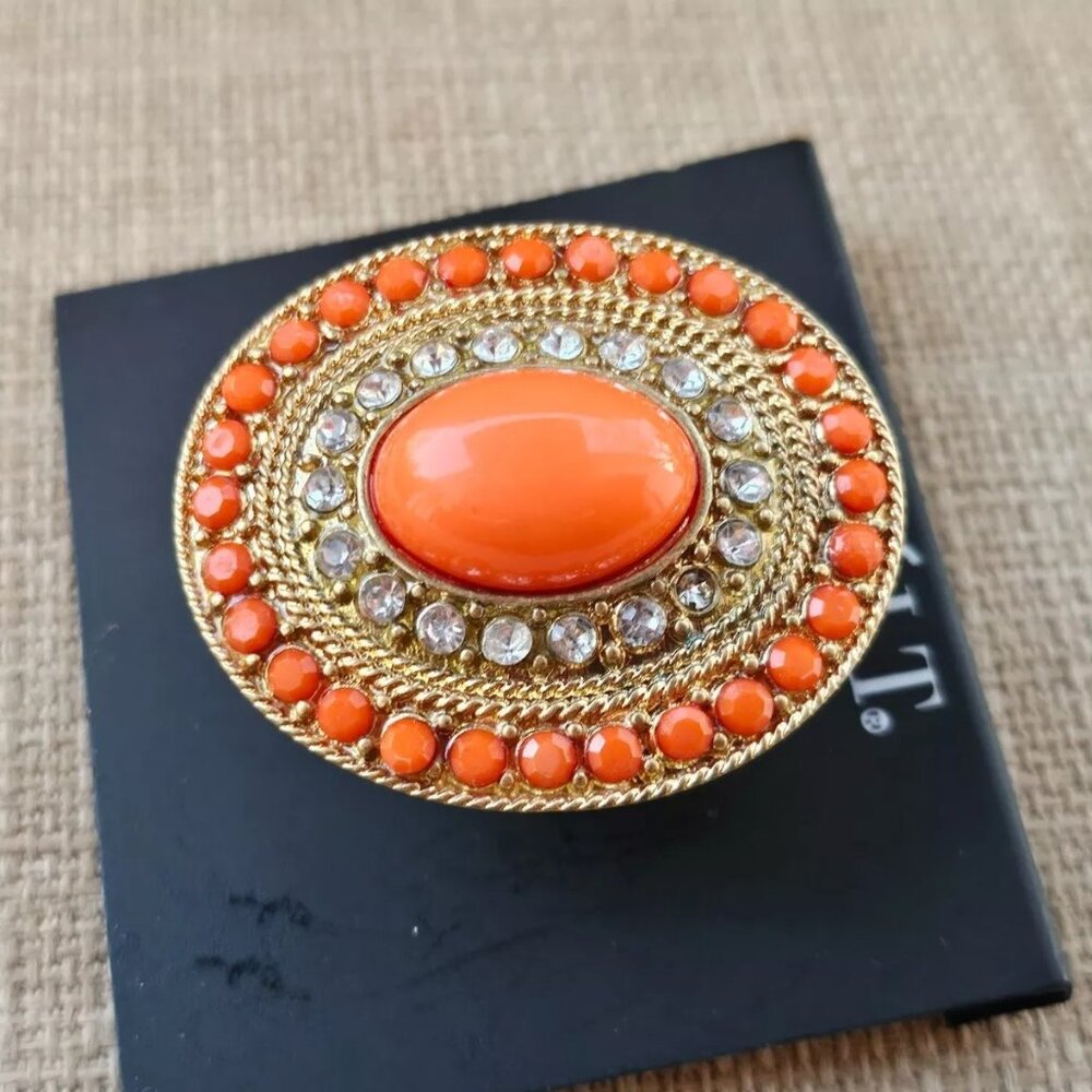 Mixit Women Ring Statement Ornage Beads Fashion Jewelry Adjustable NWT